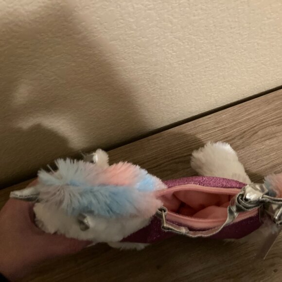Capelli New York Plush Pet Handbag Unicorn NWT NEW White Pink Sparkly Zip - Picture 3 of 3
